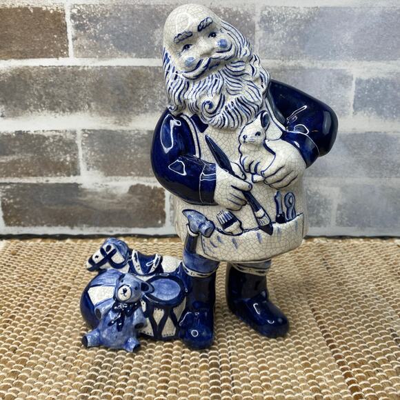Limited Edition '97 Potting Shed Dedham Pottery Santa and Toys Ceramic Figurine - Picture 1 of 15